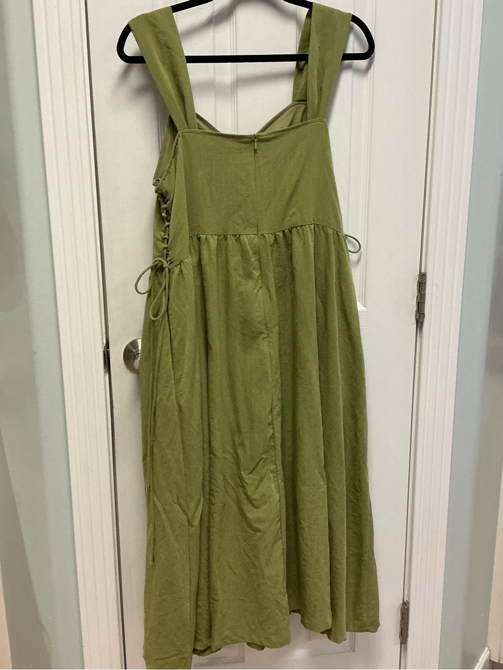 Scarlet Darkness XL Green Lace-Up Sleeveless Midi Dress Lined Renaissance read - Picture 4 of 10